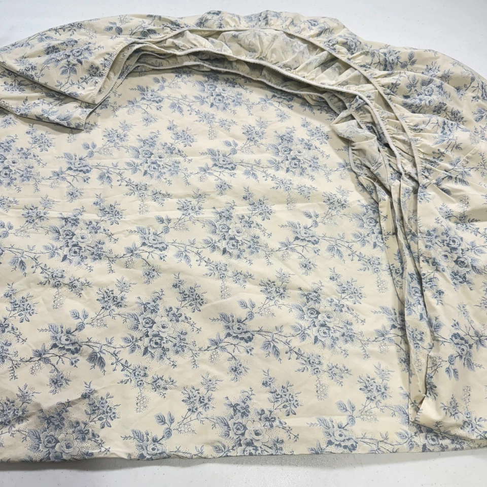 винтажный dan river резинке лист полный синий туалет цветочный негабаритные цветы yk2 90-х 80-х - Изображение 2 из 4