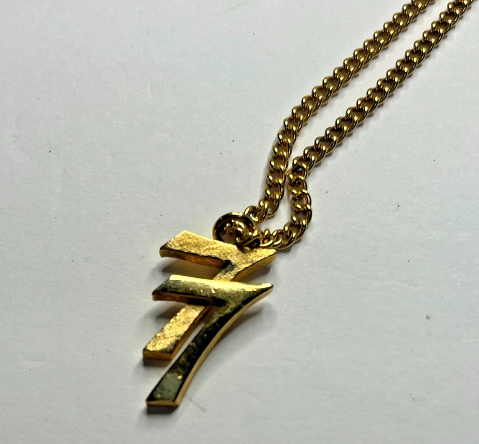 Vintage Double 7 Necklace Avon GoldTone Charm Rope Chain - Image 2 of 3