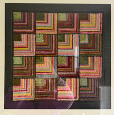 VTG Latch Hook Geometric Pattern COMPLETED 16 X 16 IN FRAME 22X22