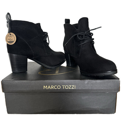 Marco Tozzi Damen Stiefeletten Schwarz Größe UK 5 EU 38 Wildleder Schnürung Blockabsatz