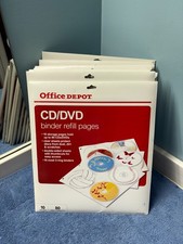 5 NEW Office Depot CD/DVD Binder Refill Pages EACH 10 storage pages, 80 CD DVD
