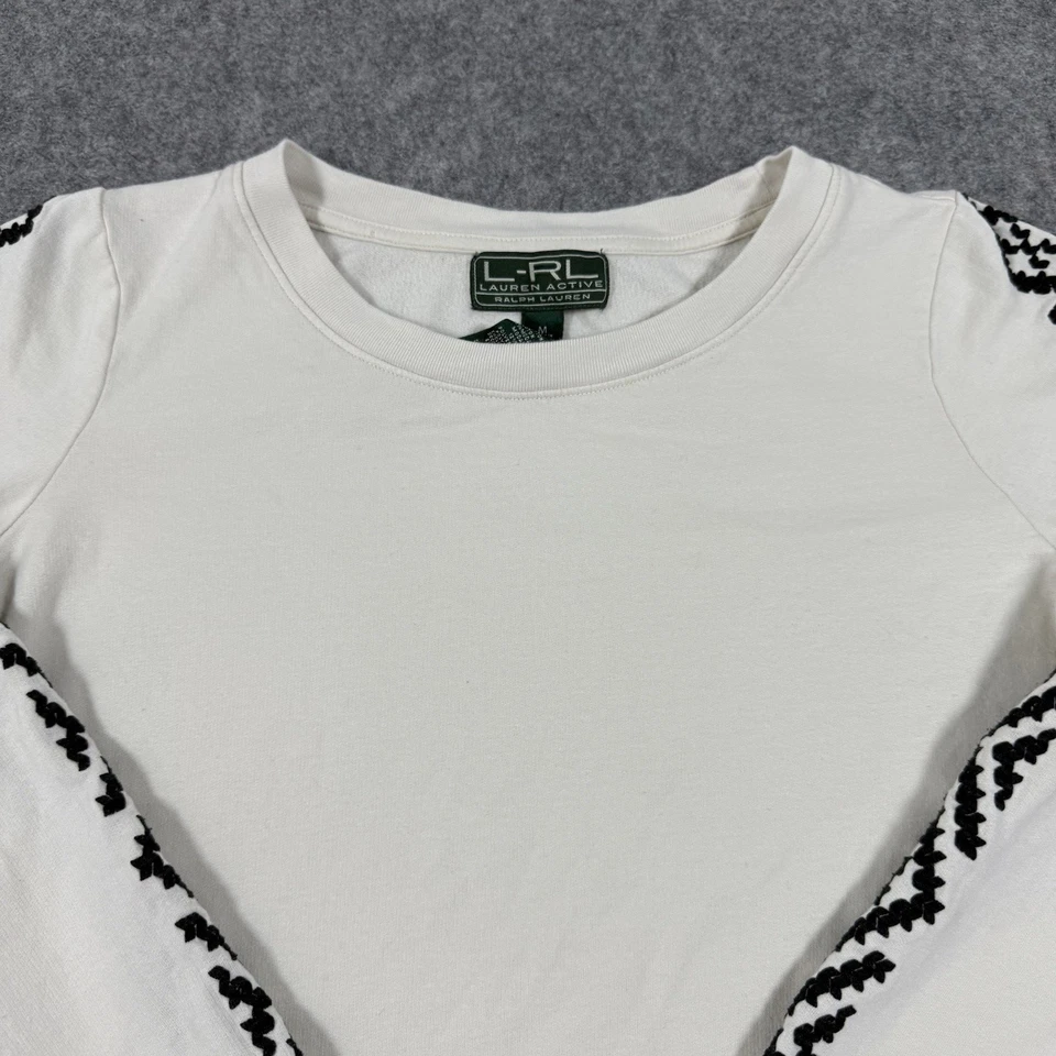 Sudadera Ralph Lauren Active Cuello Redondo Mangas Bordadas Para Mujer’s Mediana Blanca Foto 3 de 4