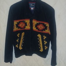 Vintage Echo Mountain by Aurturo Native American Black Suade Jacket size Medium