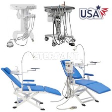 Dental Mobile Delivery Unit System Cart / Folding Chair Air Turbine LED Light