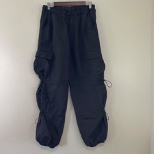 NWT HALARA Pants Womens Medium Black Baggy Drawstring Cargo Joggers Pockets