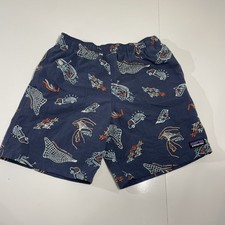 Youth Kids Patagonia Netplus Baggies Blue Swim Shorts Drawstring Fishing Nets M