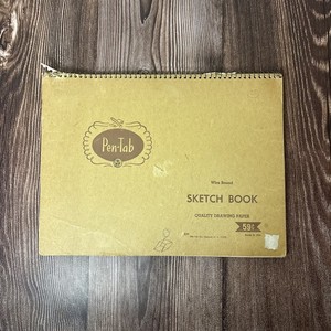 Vintage Sketchbook Used; 6 Drawings, 10+ Blank Pages; Clowns, Rabbit; Damaged