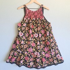 Free People Oh Baby Babydoll Dress XS Black Floral Cotton Sleeveless Summer Boho