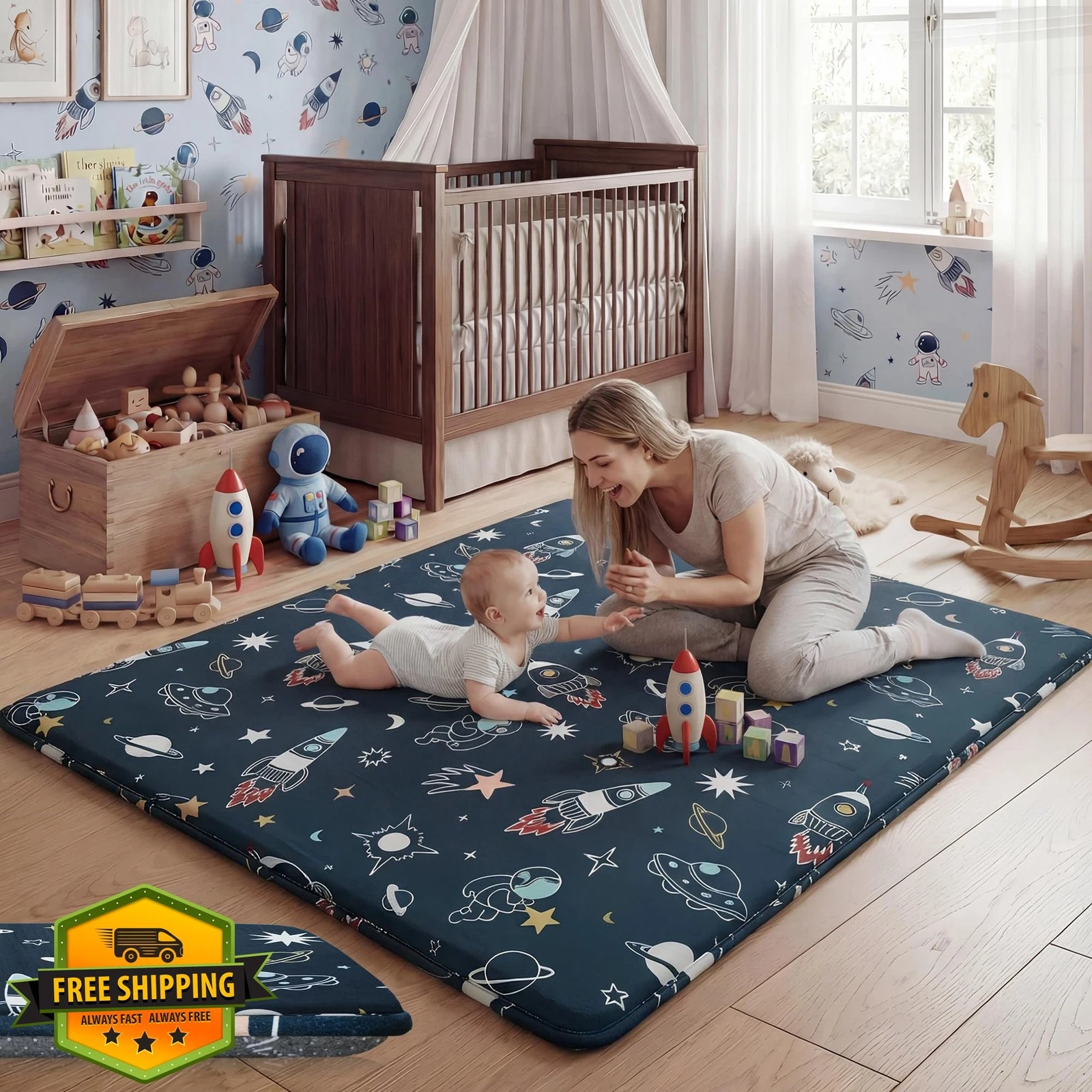 PaPaMat Baby Floor Mat 1.5" Thick Memory Foam 71x59"