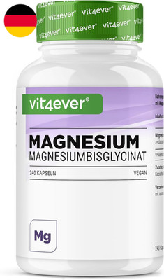 Vit4Ever Magnesiumbisglycinat - 240 Kapseln - 300Mg Elementares Magnesium Pro Ta