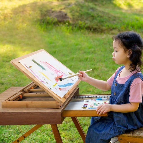 Drawing Table Nnewvante Laptop Desk Adjustable Drafting 23.6inch, Bamboo - Afbeelding 6 van 7