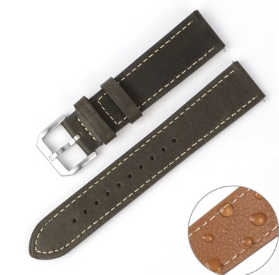 22mm Dark GREEN |TOP Grain Italian leather Strap Modern Thin watch Open Stitch