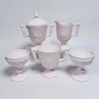 Vintage Jeannette Glass Shell Pink Milk Glass 6 pc Set Baltimore Pear Pattern