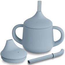 Moonkie Silicone Baby Sippy Cups | 3 Stages Training Cup Straw for Ether 