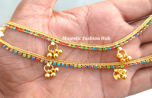 Authentic Fashionable Gold Plated Anklet For Women Wear Indian Festive Payal Jewelry