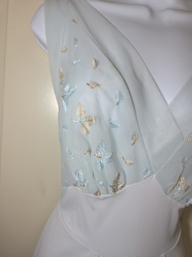 Vtg 1950s Vanity Fair Long Nightgown Blue Chiffon Nylon Tricot Embroidered Sz 36 - Picture 4 of 21