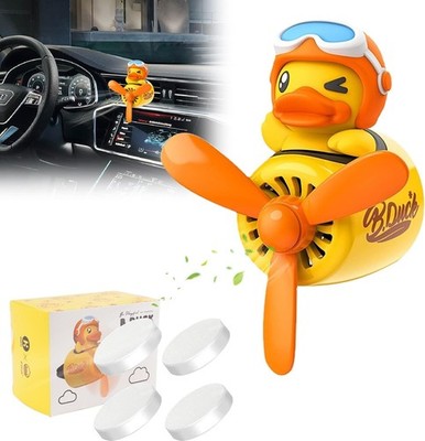 Car Air Freshener Cute Cartoon Yellow Duck Pilot Car Diffuser Rotating Propeller