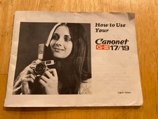 Canon Canonet G-III 17 / 19 Instruction Manual Booklet