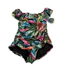 Swim Solutions Women's Plus Size 18W Off Shoulder Multicolor OnePiece Swimsuit