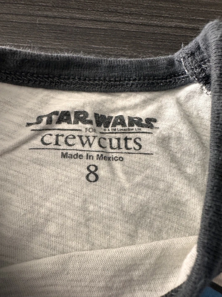 NUEVO CON ETIQUETAS J Crew Crewcuts Star Wars Camiseta de Béisbol Manga 3/4 Camiseta Talla 8 Juvenil  Foto 2 de 2