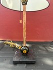Black & Gold Metal Table Lamp Pull Chain 8 Ball Base Corded Drum Shade — photo 3