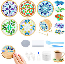 5 Sets DIY Mosaic Tiles for Crafts, Mixed Color Mosaic Coaster Kit Material Pack