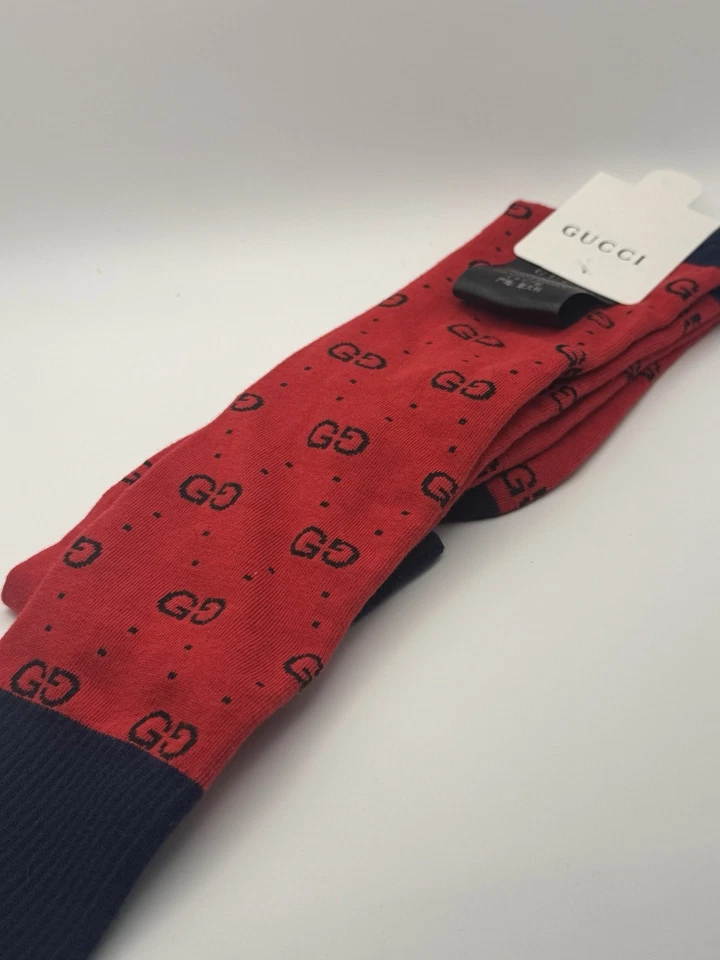 Meias longas unissex Gucci GG vermelhas/marinhas - Imagem 2 de 3