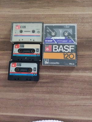 5 x BASF - 120 Verschiedene - C 120, LH , Extra II, Audio Tape Bespielt