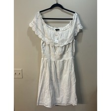 NWT Lane Bryant White Eyelet Prairie Boho Mini Off Shoulder Dress – Size 14/16W
