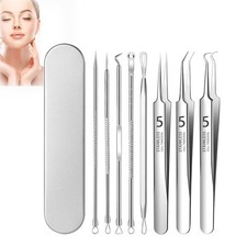 8pcs Needle Blackhead Remover Pimple Blemish Comedone Extractor Tweezer Tool Kit
