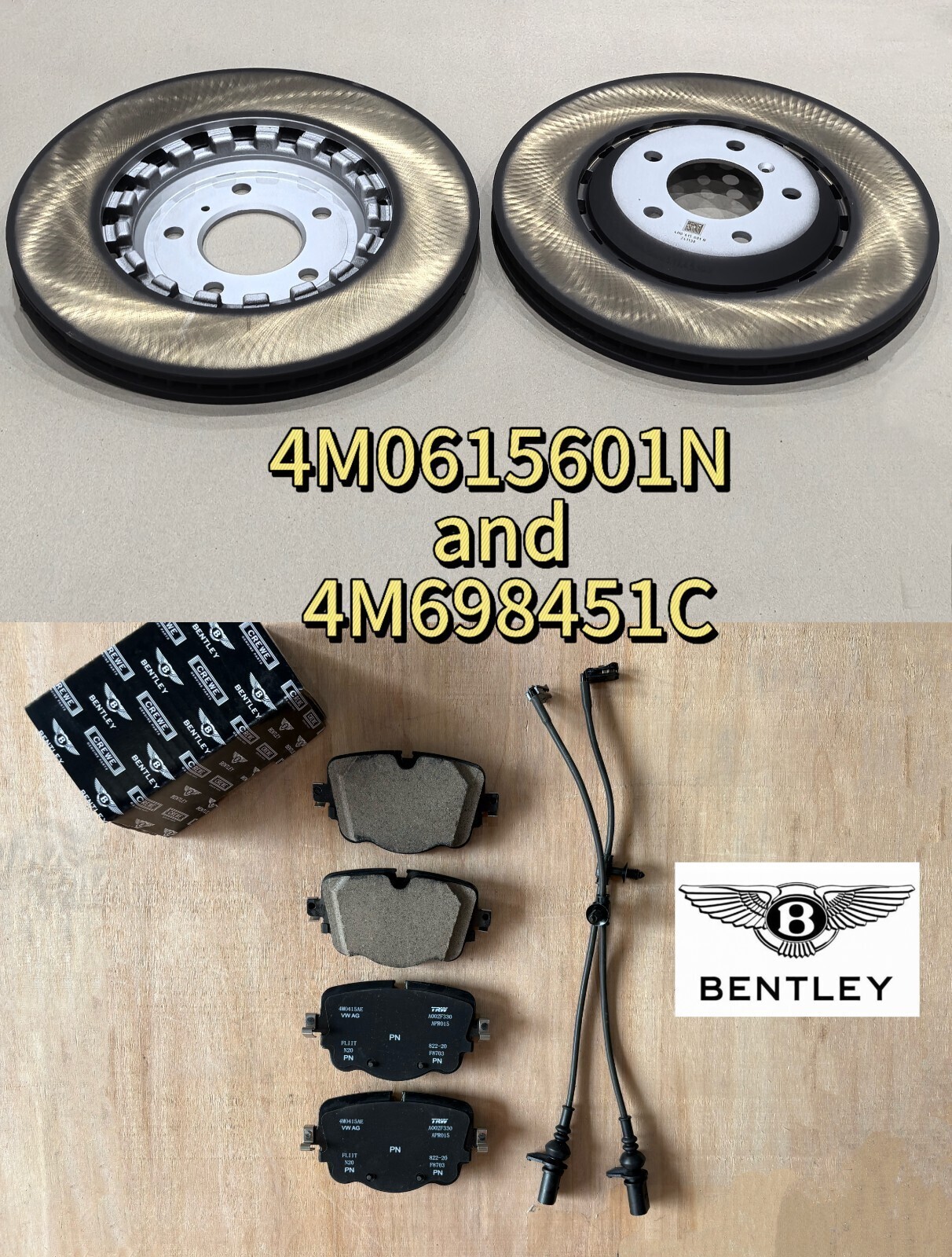 OEM GENUINE Rear Brake Disc Rotors Pads 2017-2020 Bentley Bentayga 6.0L 4.0L 3.0