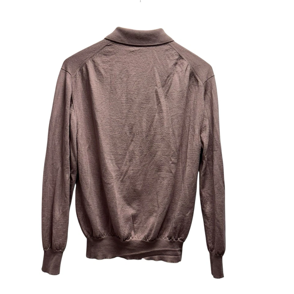 Suéter Polo Brioni Para Hombres Talla 60 Rosa Malva Cachemira/Cuello Seda L/S Italia Usado en Excelente Condición Foto 4 de 4
