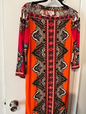 NWT ECI New York Dress Womens Paisley Print 3/4 Sleeve Stretchy SZ 10