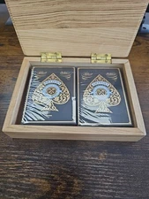 2 Sealed Artisan Playing Cards With Wooden Box