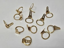 12 pcs VTG Gold Brass Metal Oval Hinged Scarf Clips 24mm Jewelry Findings Blanks