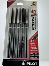 Pilot Precise V5, Extra Fine Point 0.5 mm Black Pens, Black, Pack of 5