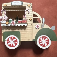 Kurt Adler Wooden Christmas Truck Figurine with Candy Canes Holiday Decor