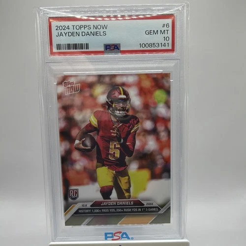 2024 Topps Now Jayden Daniels #6, Rookie (RC), PSA 10, Washington Commanders