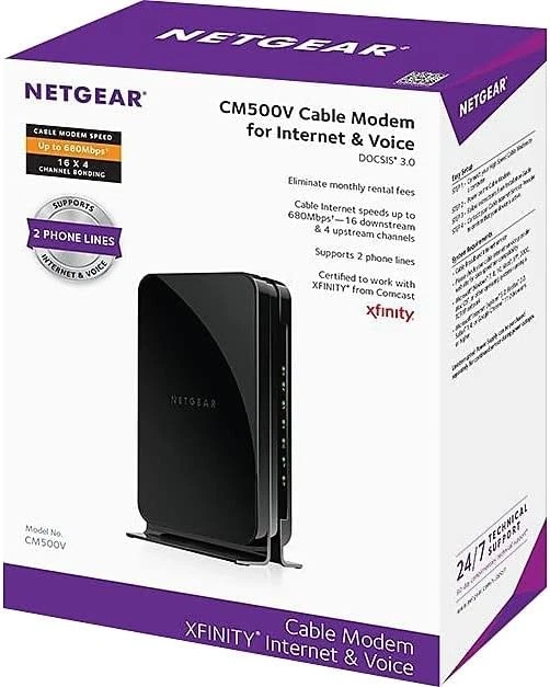 NETGEAR CM500V-100NAS Cable Modem with Voice For Xfinity - Black (Open Box) - Image 4 of 4
