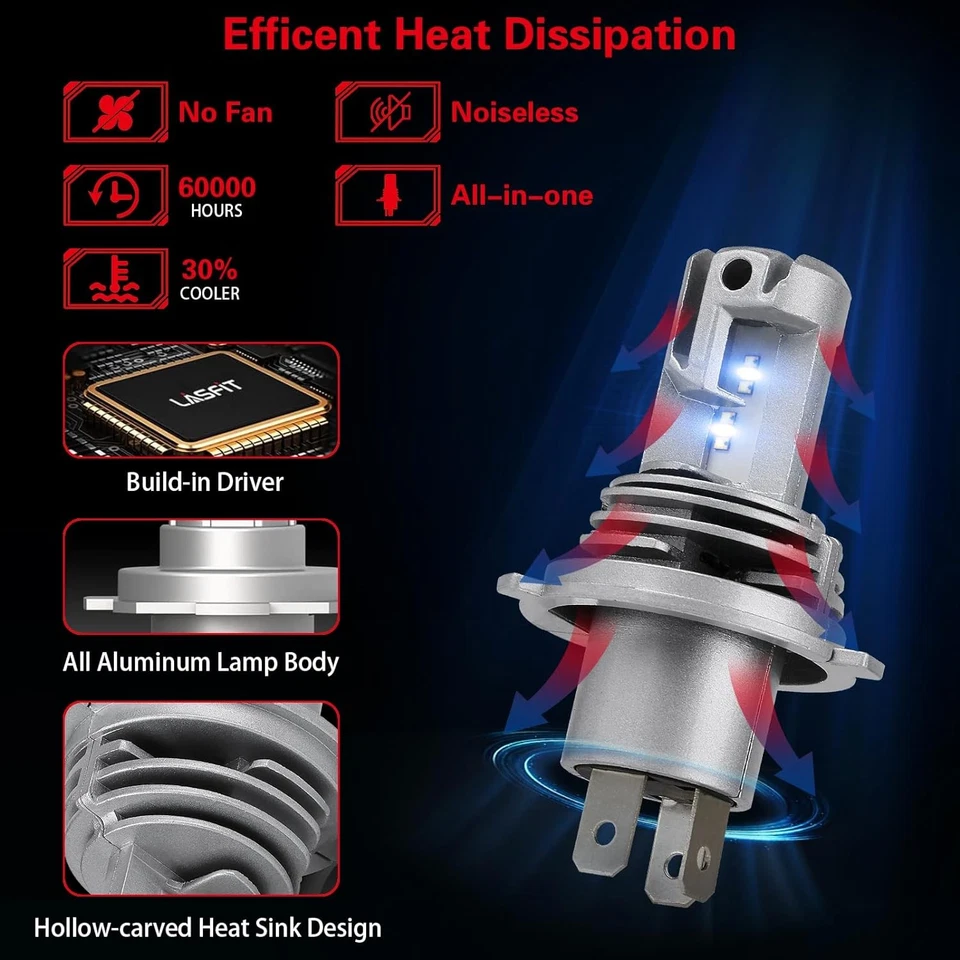 4X LED Headlight High Low Beam Fog Light Bulbs 6500K For Toyota Tundra 2014-2021 - Изображение 4 из 4