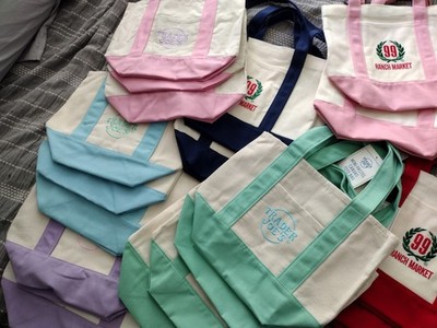 Trader Joe's & 99 Ranch Market Foldable Multicolor Canvas All-Over Pattern Tote