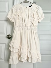 Forever21 Women’s Ivory Crochet Ruffle Mini Dress Size Small New Without Tags