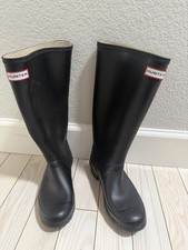 Hunter Womens Black Rubber Rain BOOTS Original Tall Size 7