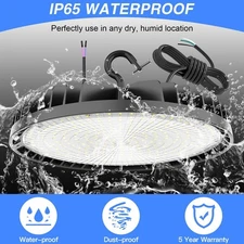 240W UFO Led High Bay Light Warehouse Workshop Hanging Fixture Dimmable 150LM/W