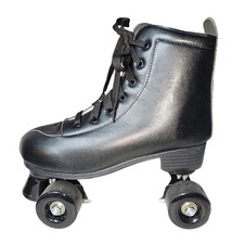 New Classic Black Quad Roller Skates Lace Up High Top Shoes Size 41 EU