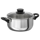 IKEA Stainless Steel Cooking Pot with Glass Lid 2.8L Induction Safe Caserole Pan