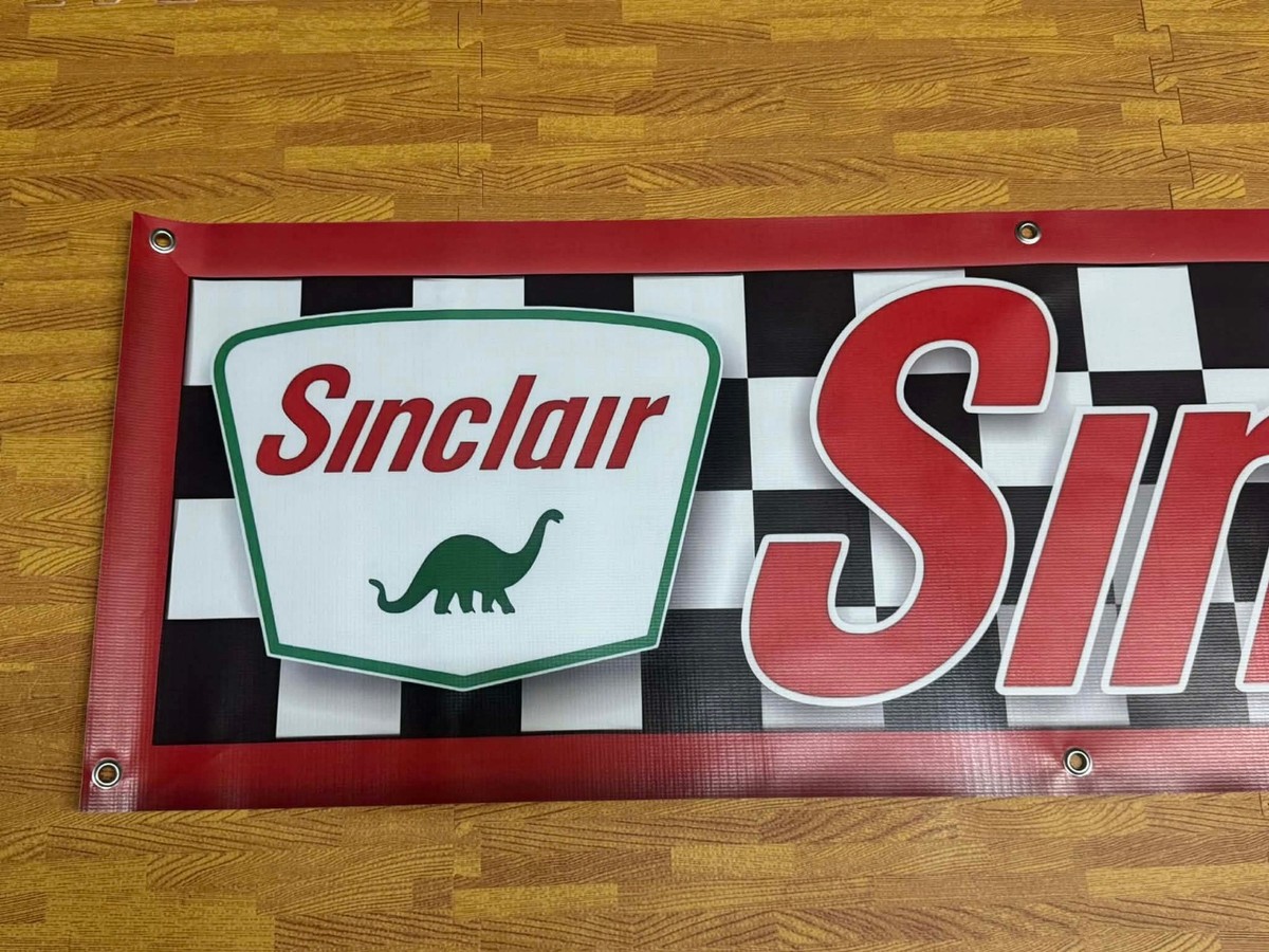 Sinclair Gasoline Banner 84x18 Vintage Racing Garage Banner | Dino