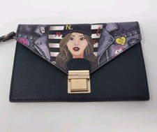 Nicole Lee Paola Is Tomboy Sobre Bolso sin asas Muñequera Cartera Monedero Usado en Excelente Condición Negro