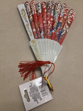 Folding Hand Fan for Women Dark red mauve pink w black handle foldable VTG