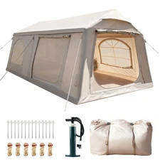 8-10 Person Quick-Setup Inflatable Camping Tent - Includes Hand Pump